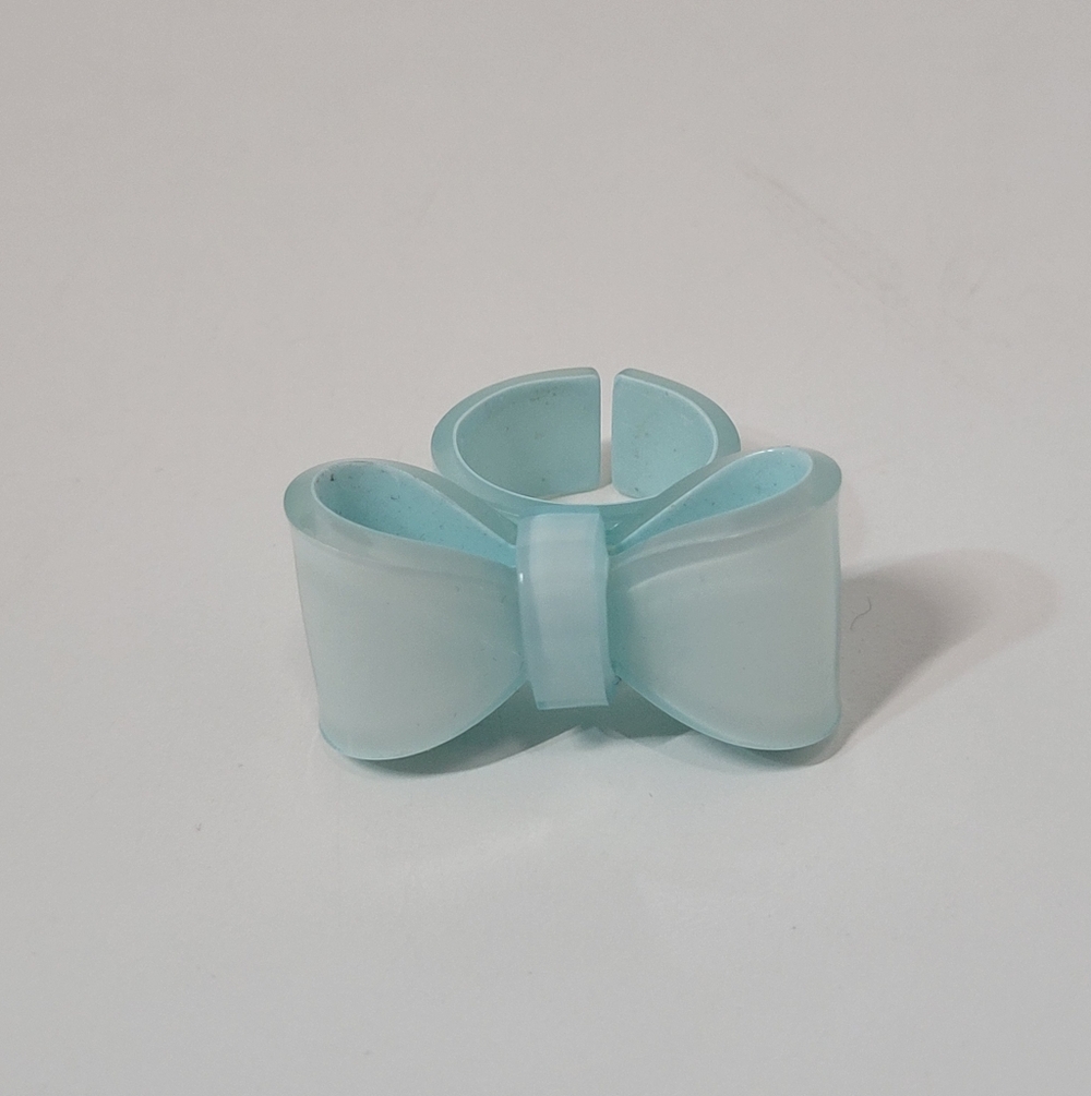 Little Lady Nail Light Powder Blue Plastic Bow Adjustable Kids Ring